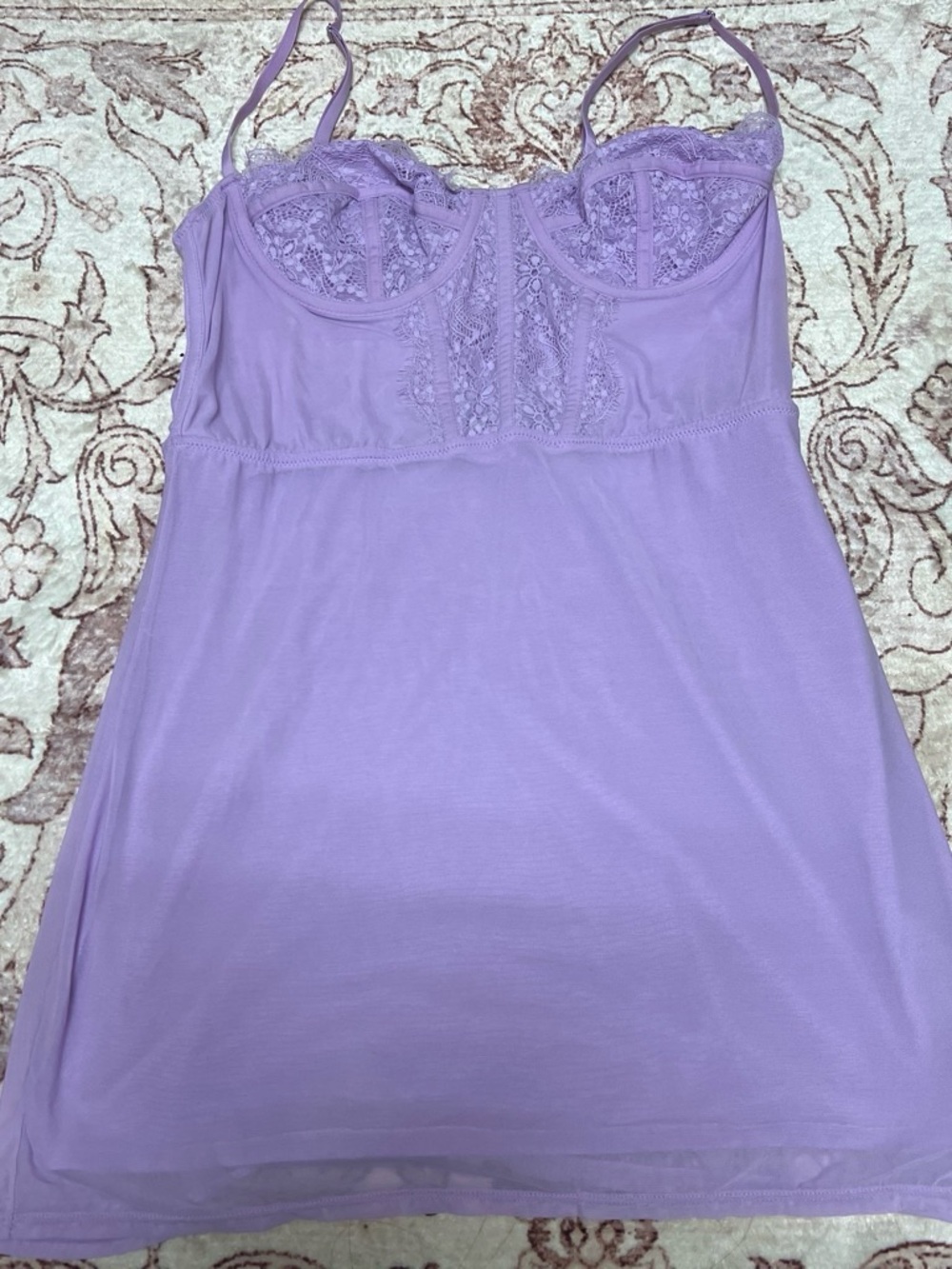 Lace-Trim Lavender Dress